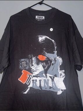 TRINX 100% Cotton Graphic Print T-Shirt Black XL Men Crew Neck